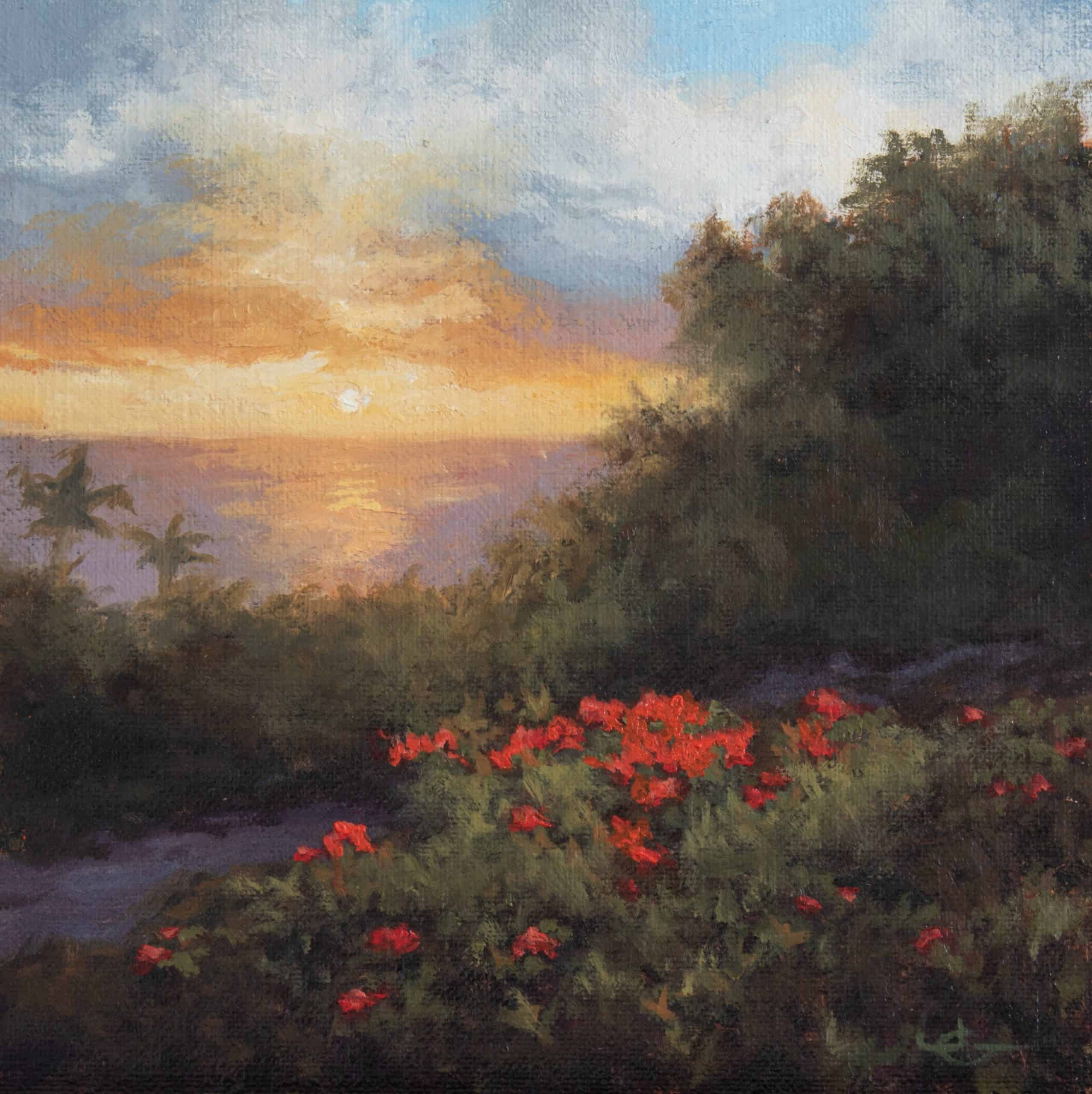 Touch of Crimson, 8x8, SOLD